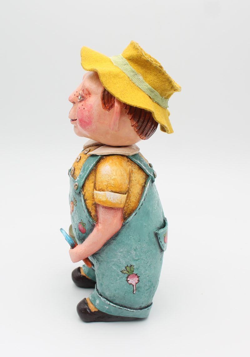 Handmade Alfie the Gardener Art Doll in Vintage Style, 24cm Tall