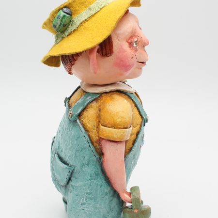 Handmade Alfie the Gardener Art Doll in Vintage Style, 24cm Tall