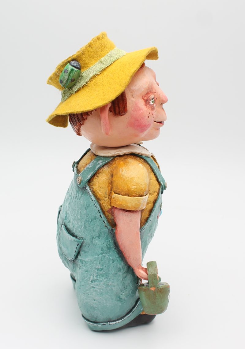 Handmade Alfie the Gardener Art Doll in Vintage Style, 24cm Tall