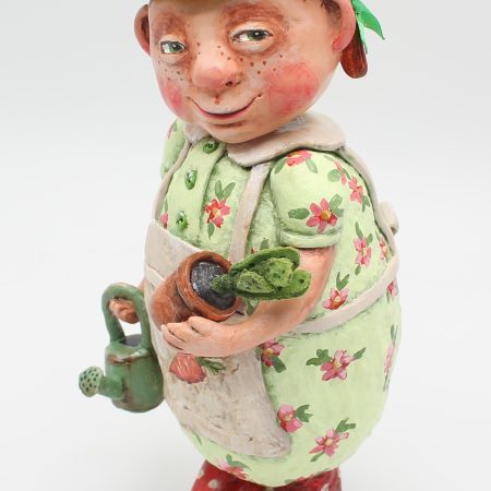 Handmade Paper Clay Art Doll Agnes, 23cm Tall with Movable Head