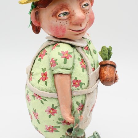 Handmade Paper Clay Art Doll Agnes, 23cm Tall with Movable Head