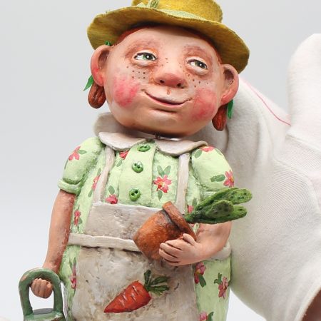Handmade Paper Clay Art Doll Agnes, 23cm Tall with Movable Head