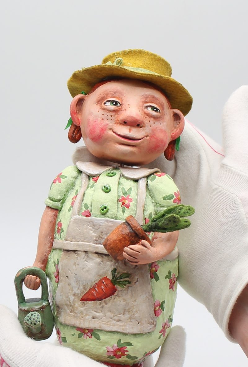 Handmade Paper Clay Art Doll Agnes, 23cm Tall with Movable Head