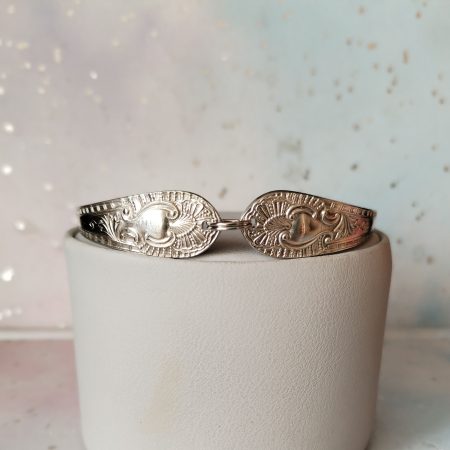 Handmade silver plated spoon handle bracelet.