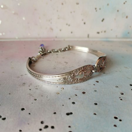 Handmade silver plated spoon handle bracelet.