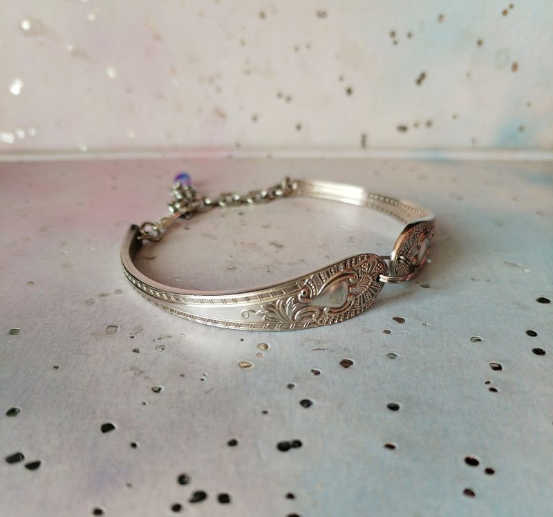 Handmade silver plated spoon handle bracelet.