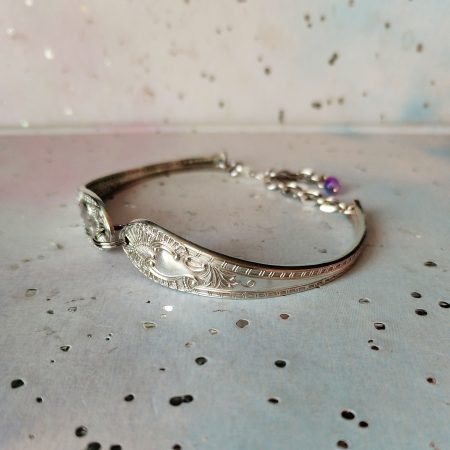 Handmade silver plated spoon handle bracelet.