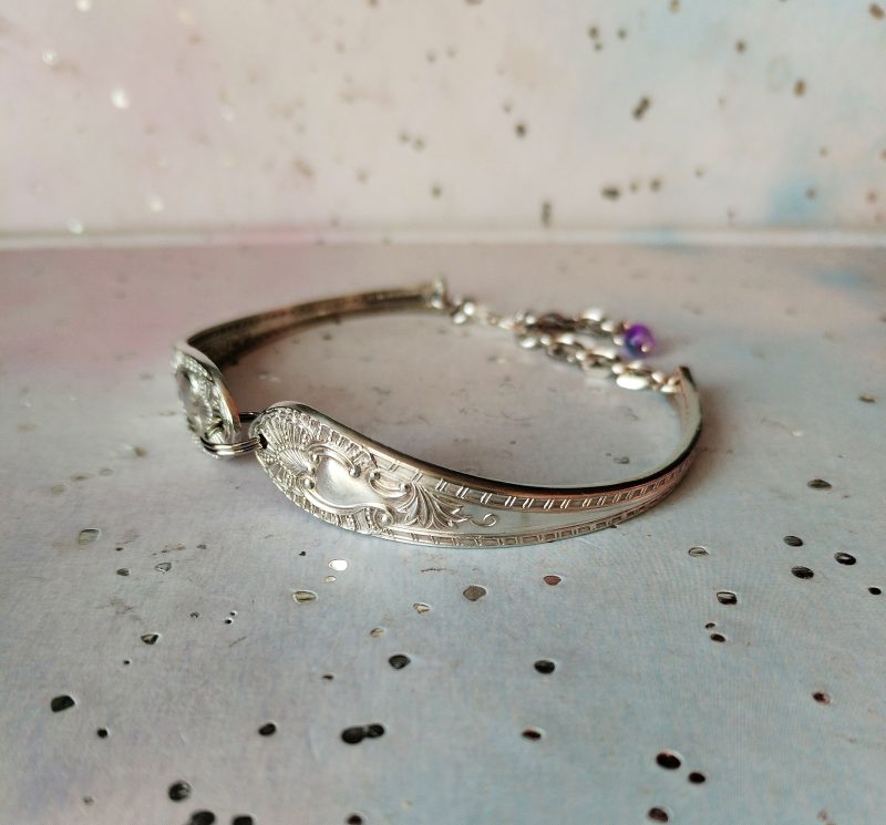 Handmade silver plated spoon handle bracelet.