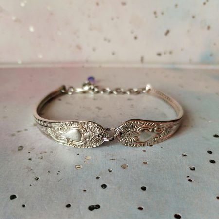 Handmade silver plated spoon handle bracelet.