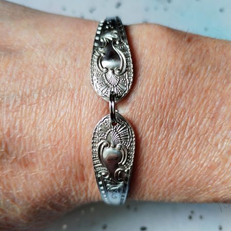 Handmade silver plated spoon handle bracelet.