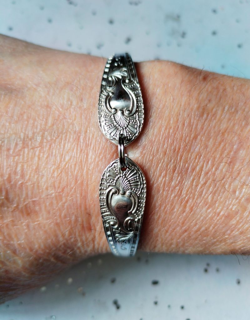 Handmade silver plated spoon handle bracelet.