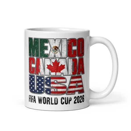 Football Mug, Ceramic 11oz White, Vintage Mexico Canada USA 2026 Design