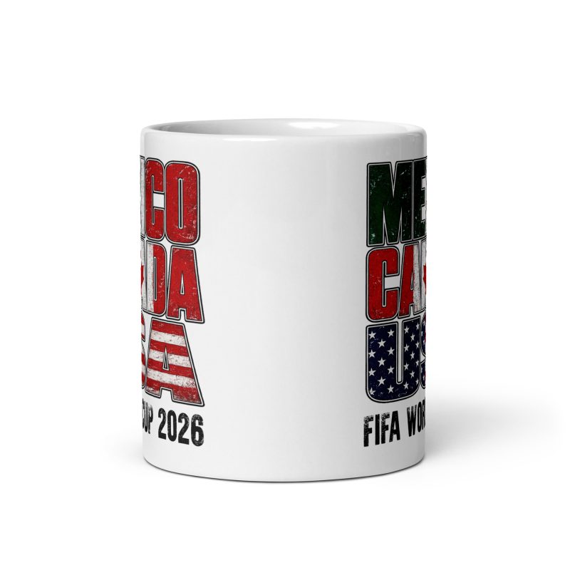 Football Mug, Ceramic 11oz White, Vintage Mexico Canada USA 2026 Design