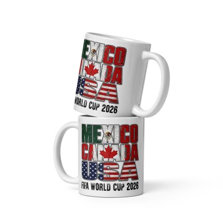 Football Mug, Ceramic 11oz White, Vintage Mexico Canada USA 2026 Design