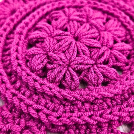 Crochet Daisy Coasters In Currant Colour - Set Of 2