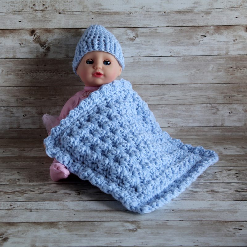Doll Blanket and Hat, 7 Colour Options
