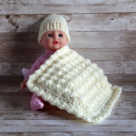 Doll Blanket and Hat, 7 Colour Options