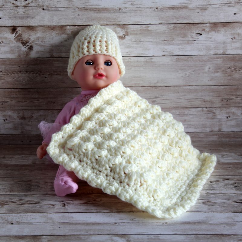 Doll Blanket and Hat, 7 Colour Options