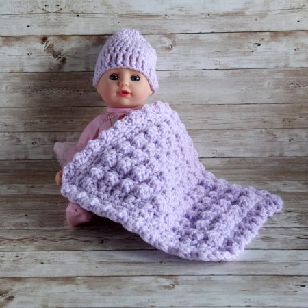 Doll Blanket and Hat, 7 Colour Options