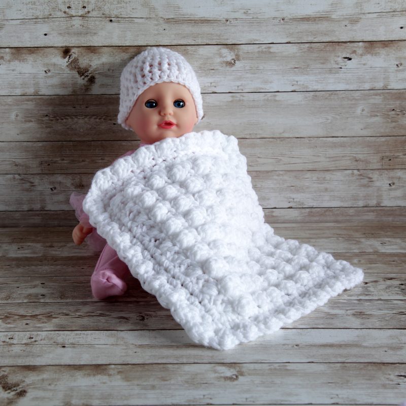 Doll Blanket and Hat, 7 Colour Options