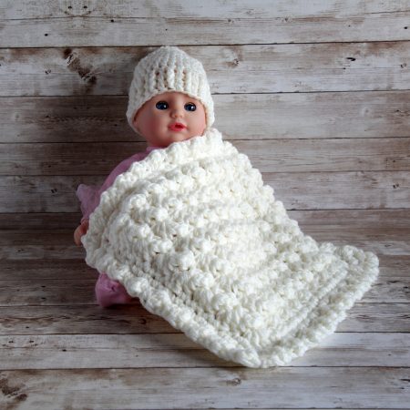 Doll Blanket and Hat, 7 Colour Options