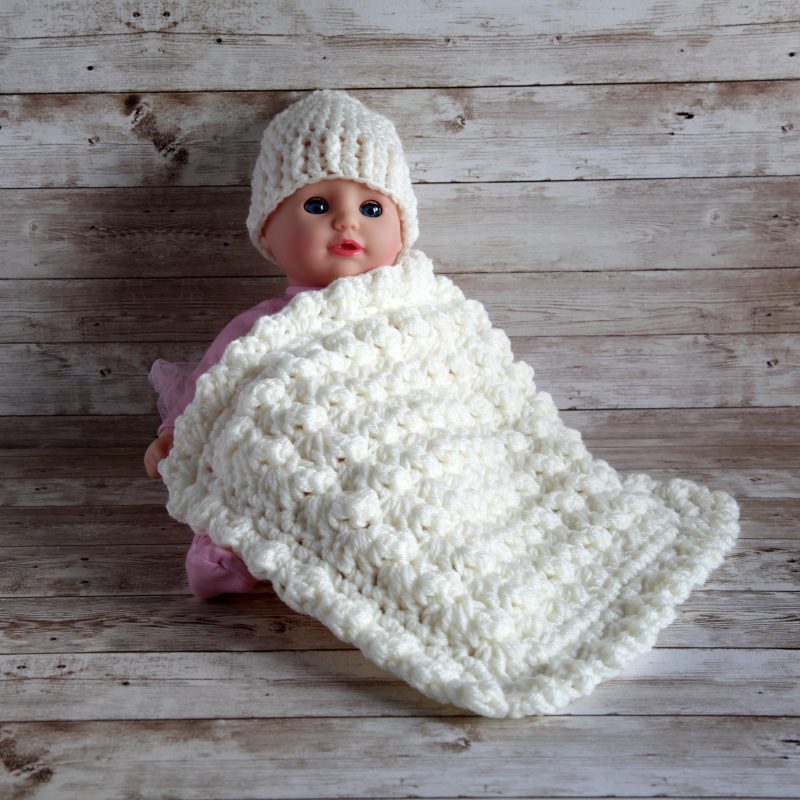 Doll Blanket and Hat, 7 Colour Options