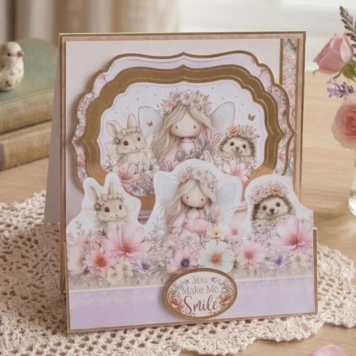 Luxury Stepper Card for Someone Special. Floral Fairy Keepsake Card