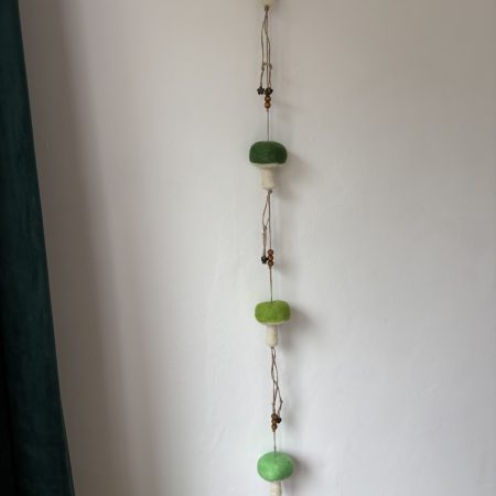 Hand felted forest inspired mushroom hanger.