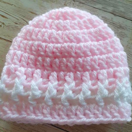 Pink and White Baby Hat