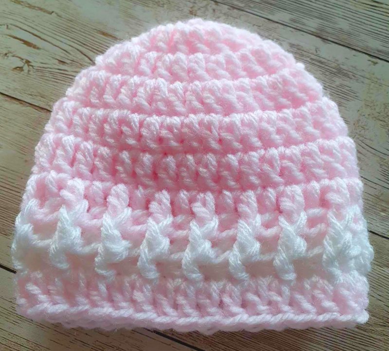 Pink and White Baby Hat