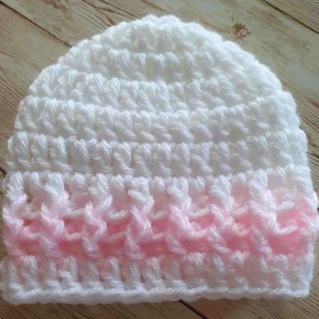 Pink and White Baby Hat