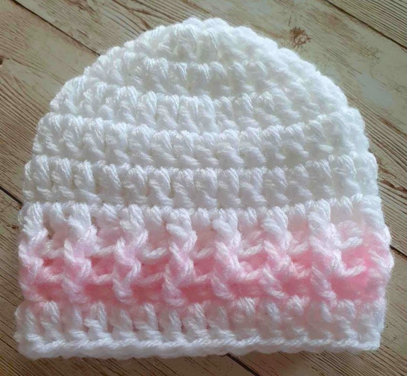 Pink and White Baby Hat