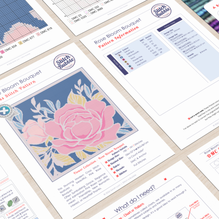 Rose Bloom Bouquet ~ Modern Cross Stitch Pattern PDF