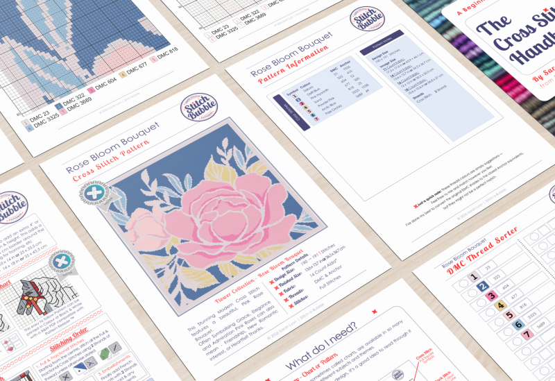 Rose Bloom Bouquet ~ Modern Cross Stitch Pattern PDF