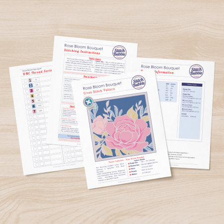 Rose Bloom Bouquet ~ Modern Cross Stitch Pattern PDF