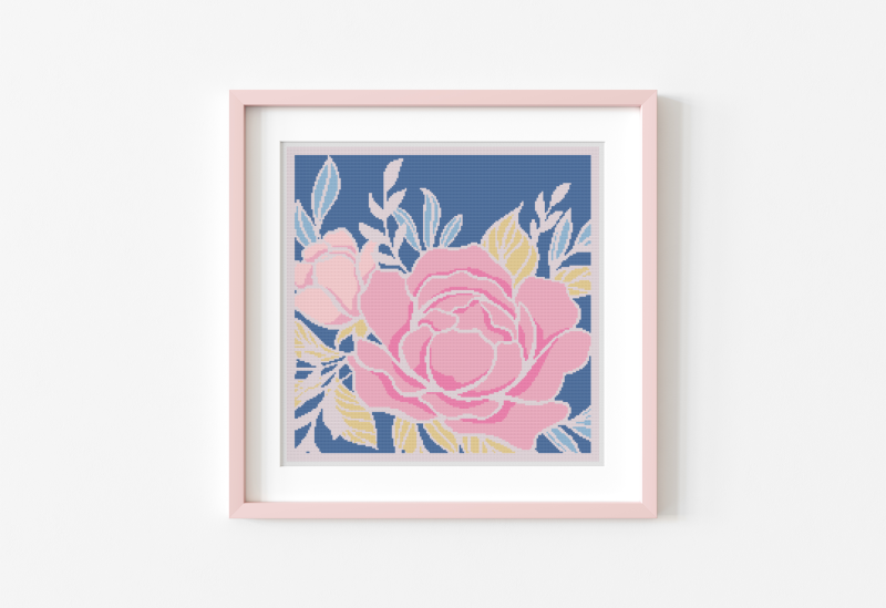 Rose Bloom Bouquet ~ Modern Cross Stitch Pattern PDF