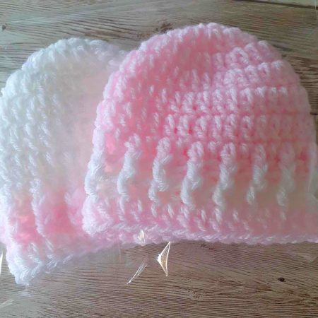 Pink and White Baby Hat