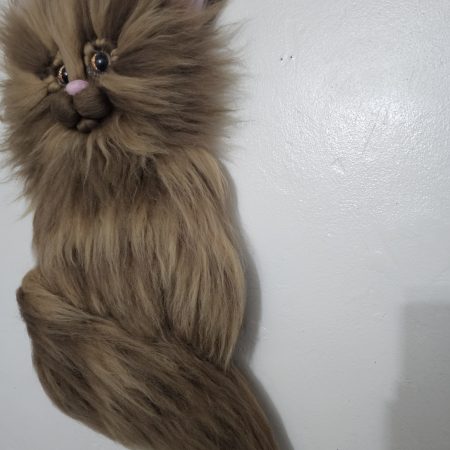Macrame cat in two shades of brown