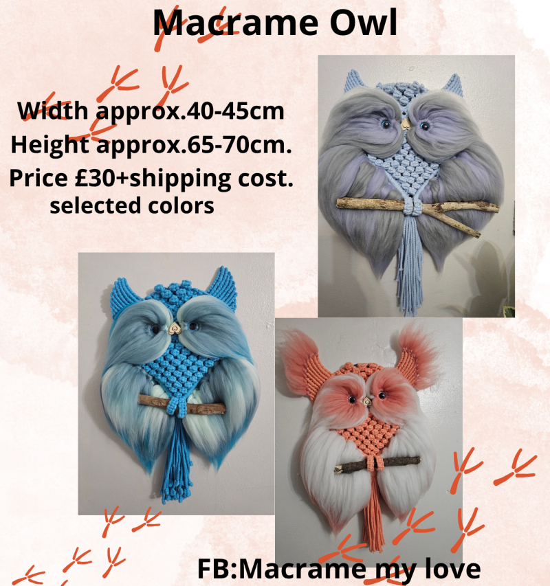 Macrame owl wall decor