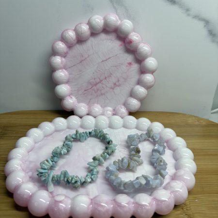 Bubble Trinket Tray Set - White and Pink