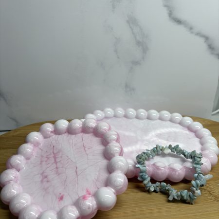 Bubble Trinket Tray Set - White and Pink
