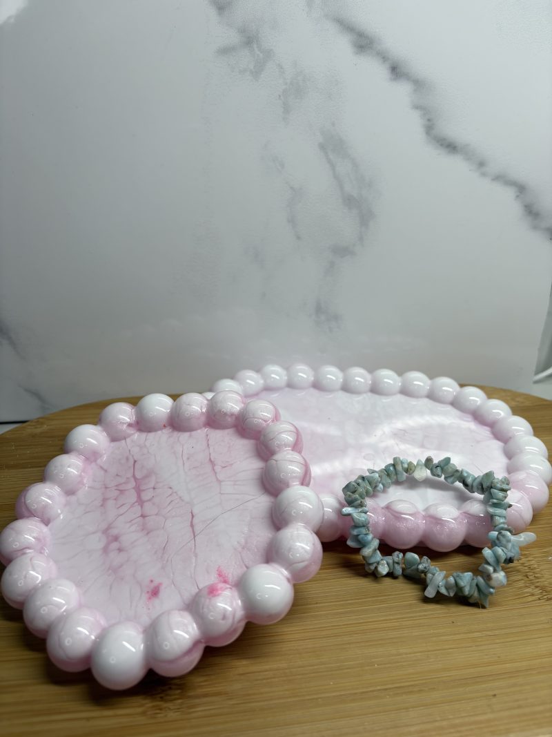 Bubble Trinket Tray Set - White and Pink
