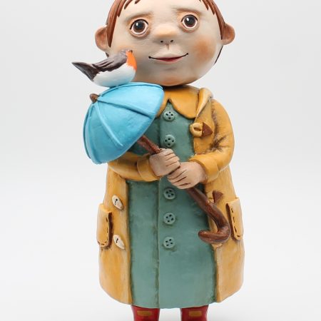 Handmade Rowan Softweather Art Doll, 26 cm Tall, Rainy Spring Friends