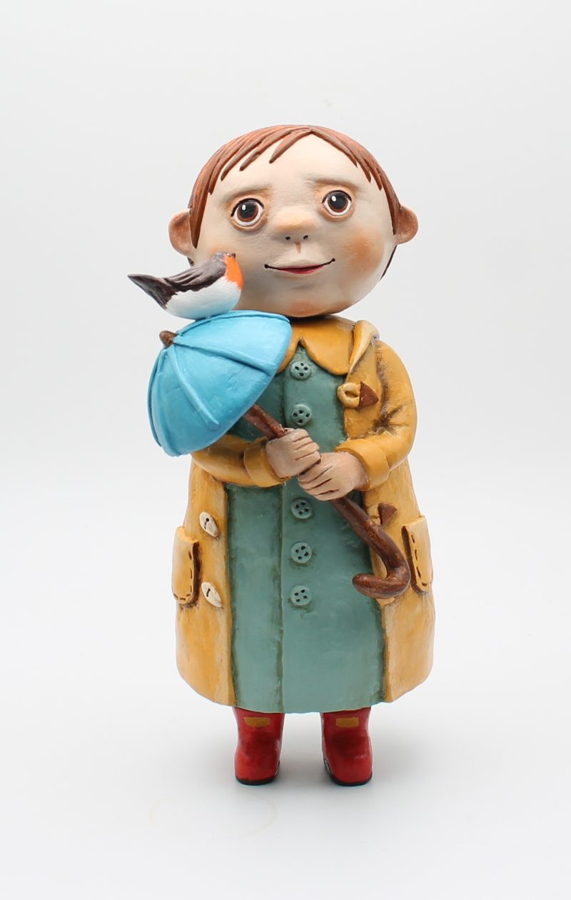 Handmade Rowan Softweather Art Doll, 26 cm Tall, Rainy Spring Friends