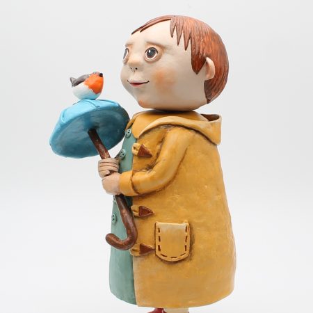 Handmade Rowan Softweather Art Doll, 26 cm Tall, Rainy Spring Friends