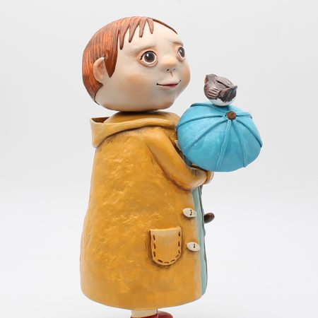 Handmade Rowan Softweather Art Doll, 26 cm Tall, Rainy Spring Friends