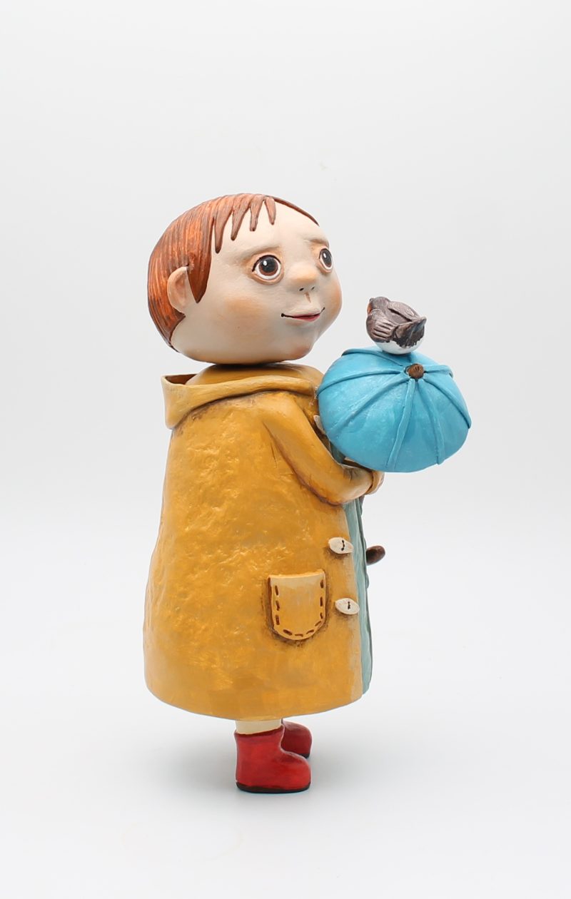 Handmade Rowan Softweather Art Doll, 26 cm Tall, Rainy Spring Friends