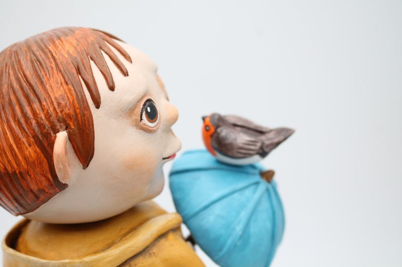 Handmade Rowan Softweather Art Doll, 26 cm Tall, Rainy Spring Friends