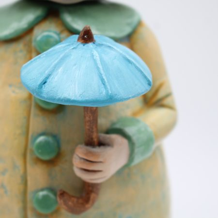 Oliver Puddlewick Handmade Art Doll with Blue Umbrella, 27cm Tall