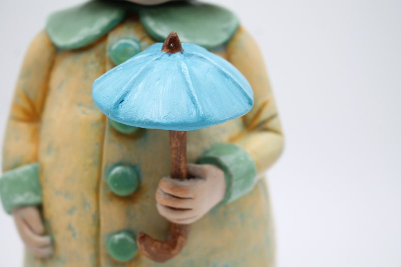 Oliver Puddlewick Handmade Art Doll with Blue Umbrella, 27cm Tall